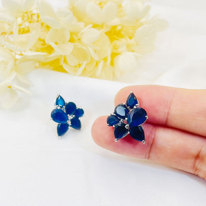 Irregular Drop-Shaped Blue Zircon Earrings