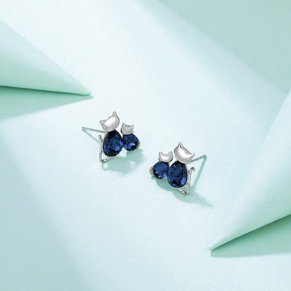 Cute Crystal Kitten Earrings for Women