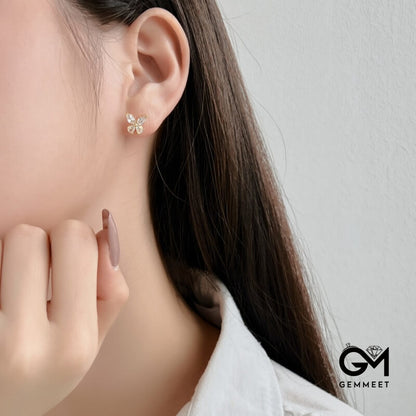 S925 Silver Pear-shaped Horse Eye Spliced Butterfly Stud Earrings