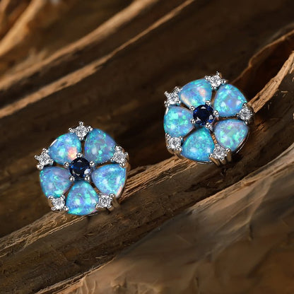 Opal Flower Shaped Earrings
