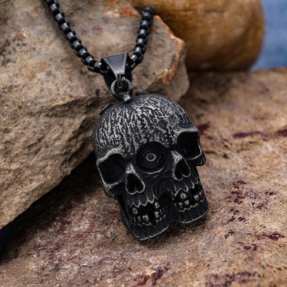 Vintage Double-sided One-eyed Ghost Skull Pendant