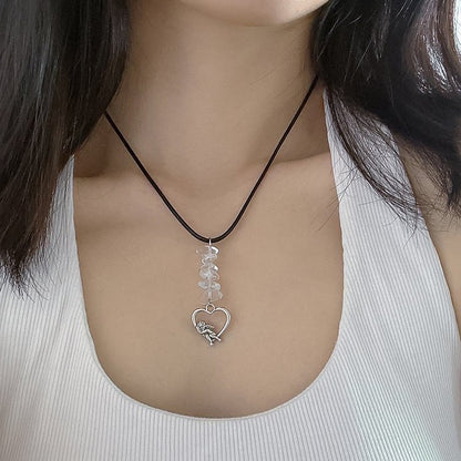 Butterfly Tassel Leather Wax Thread Necklace