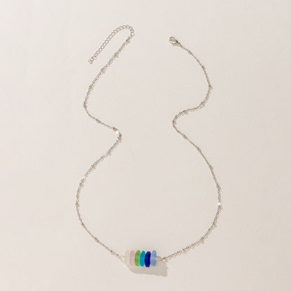 Colorful Sea Glass Geometric Design Necklace