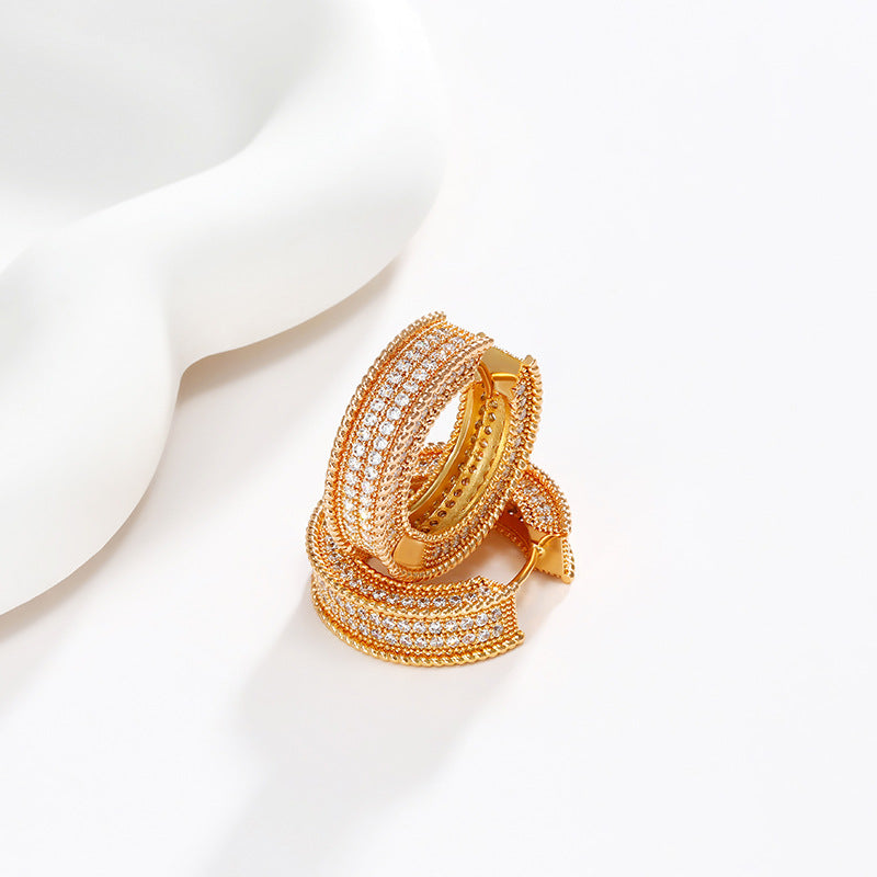 Micropaved Zirconia Round Hoop Earrings