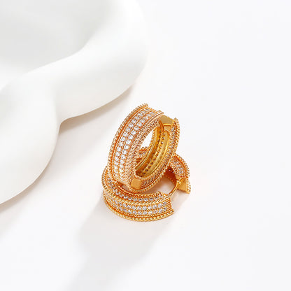 Micropaved Zirconia Round Hoop Earrings
