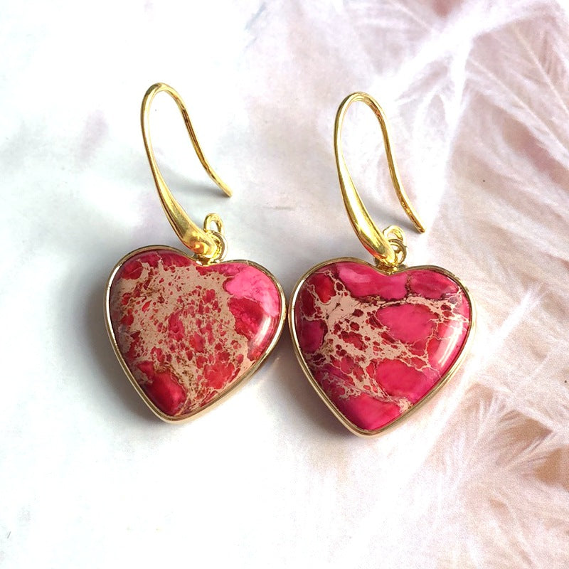 Rose Heart Hanging Earrings