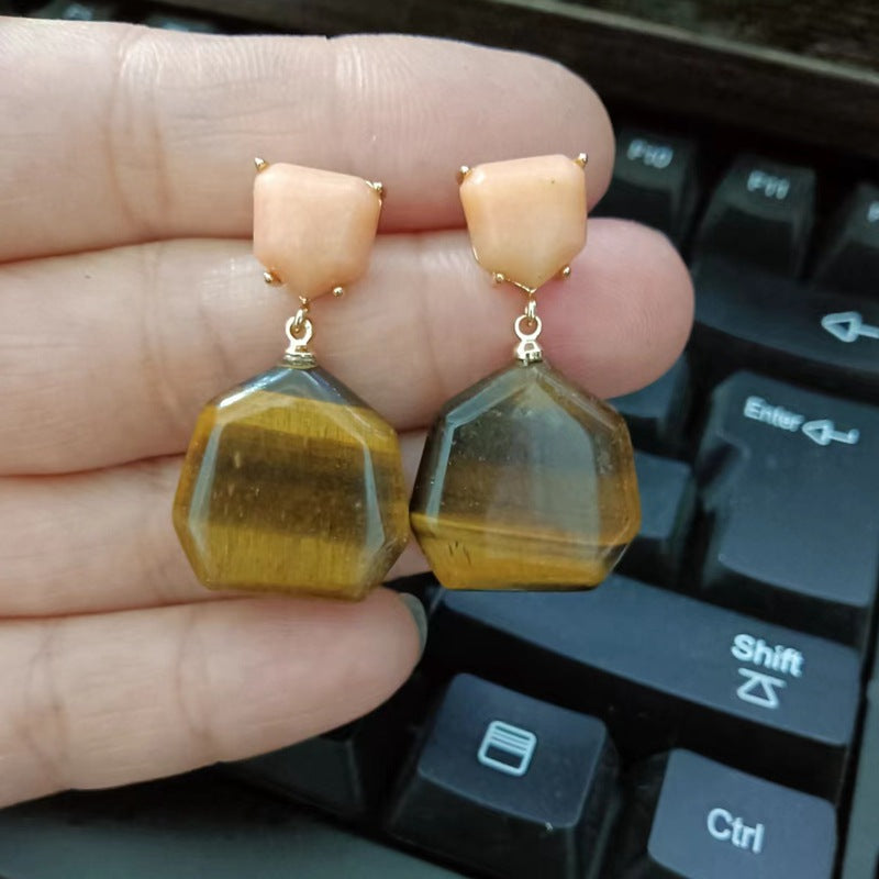 Irregular Colored Pine Amethyst Earrings
