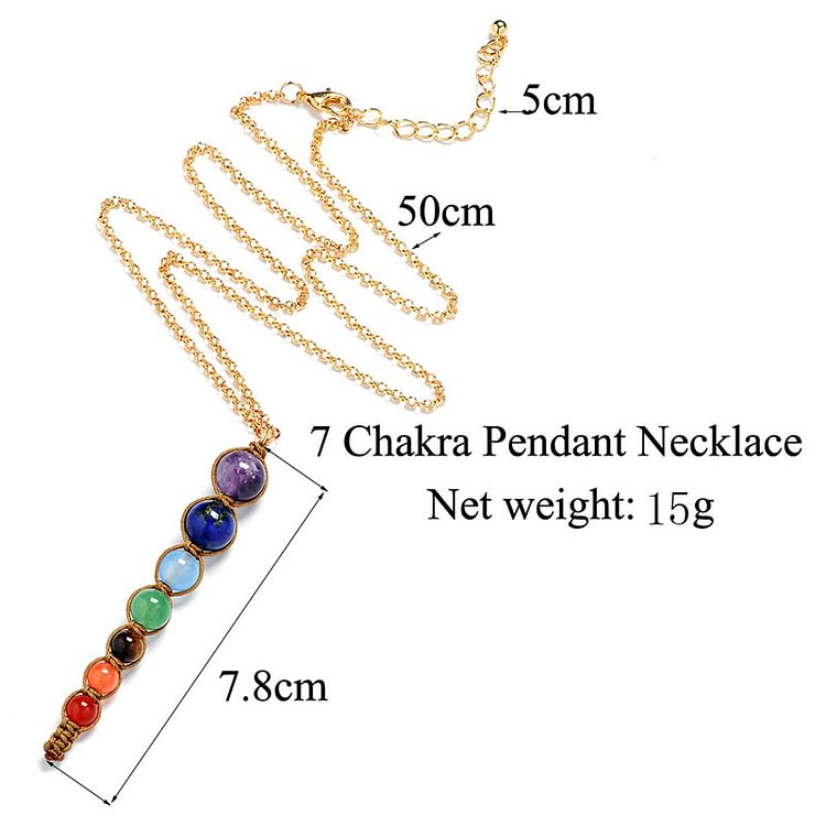 Chakra Colorful Stones Healing Rope Chain Necklace
