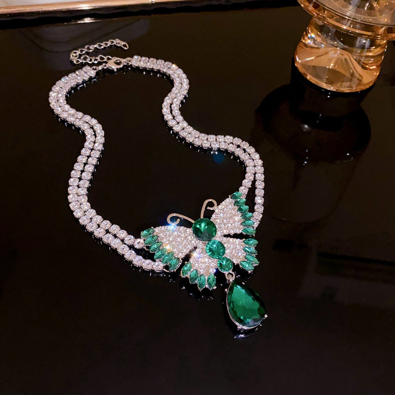 Butterfly Double Long Drop Necklace