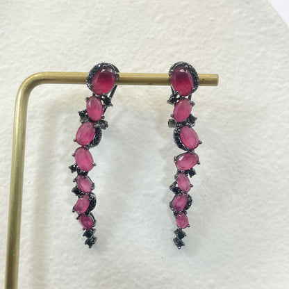 Irregular Oval Shape Pink Zircon Earrings