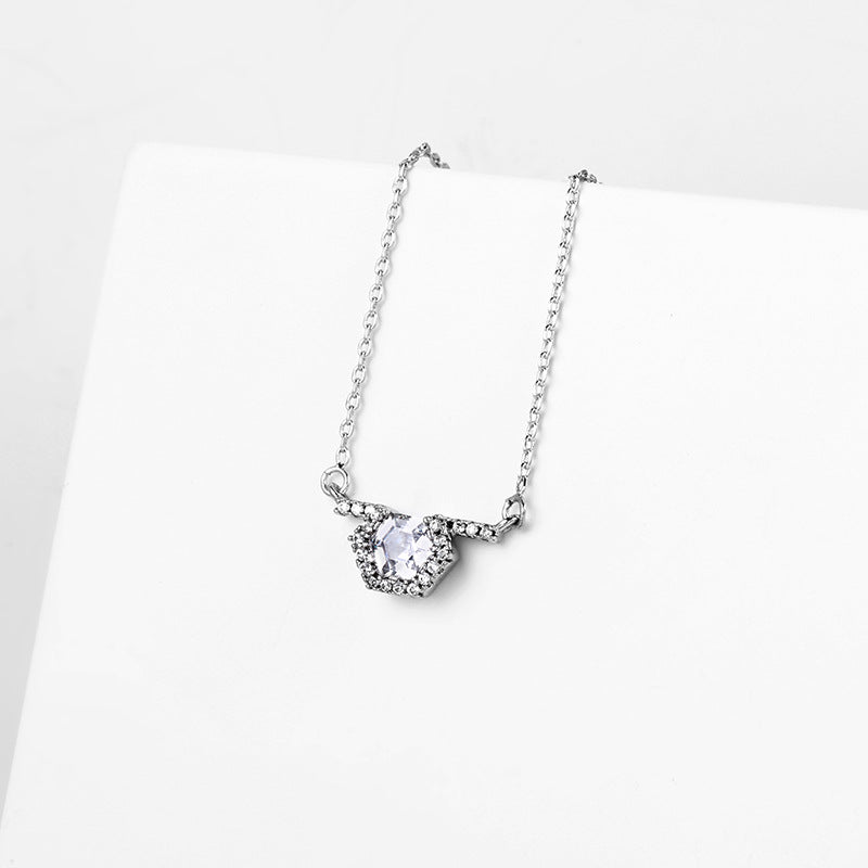 Geometric Zircon Platinum-plated Necklace for Women