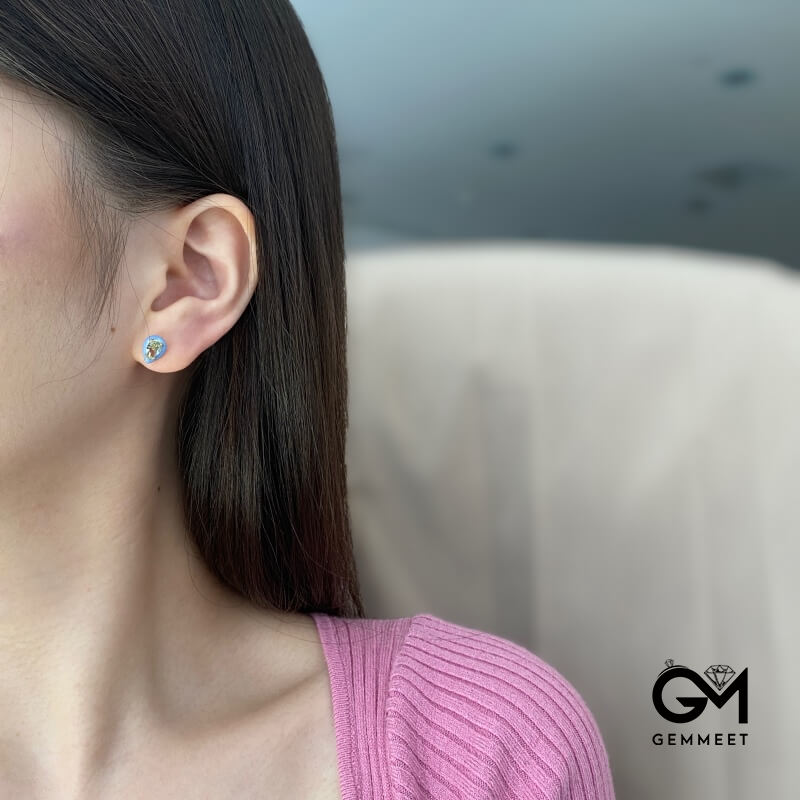 S925 Sterling Silver Blue Water Drop Rubber Earrings