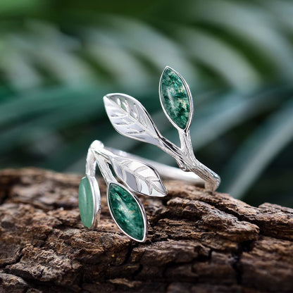 Marquise Shape Open Leaf Ring