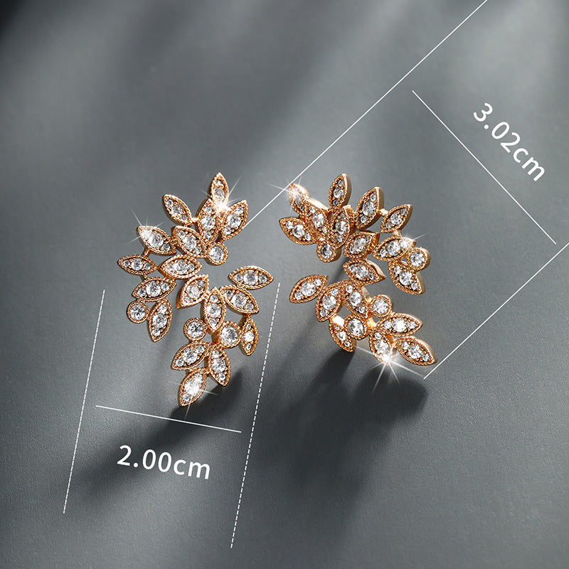 Micro-encrusted Zirconium Petals Marquise Earrings