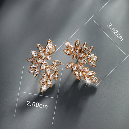 Micro-encrusted Zirconium Petals Marquise Earrings