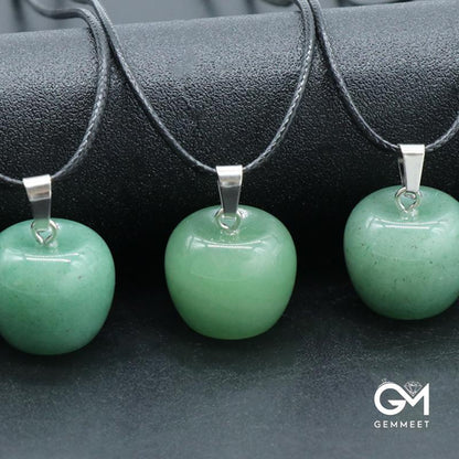 Obsidian Crystal Agate Apple Pendant