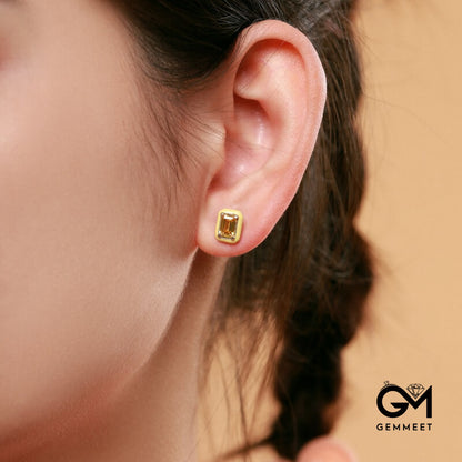 S925 Sterling Silver Yellow Drop Glue Cube Earrings