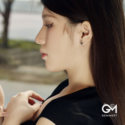 S925 Silver Zircon Four-leaf Clover Flower Delicate Earrings