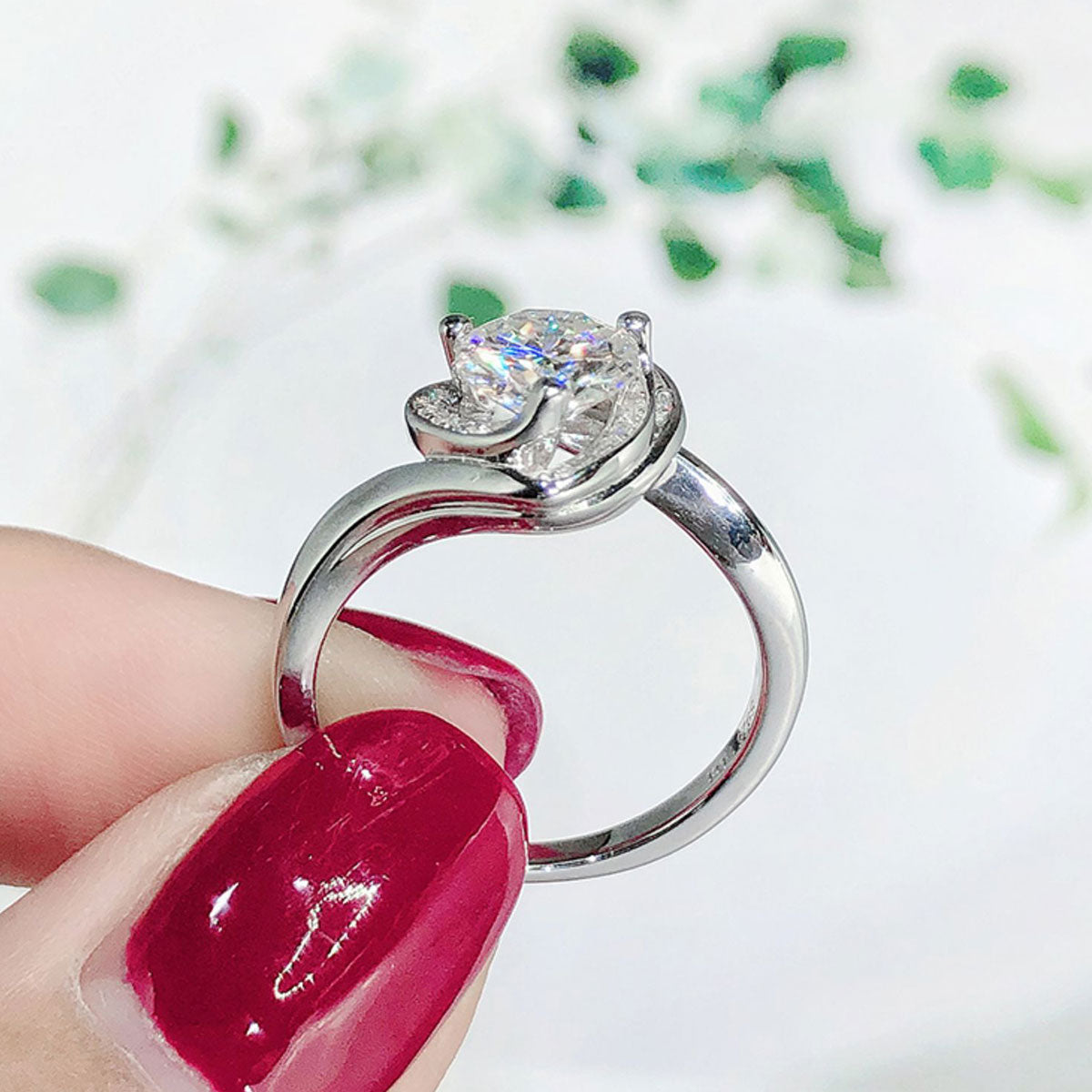 White Gold Channel Setting Stones Heart Shape Moissanite Ring