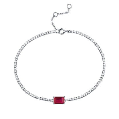 White Gold Square Ruby Gem Tennis Bracelet