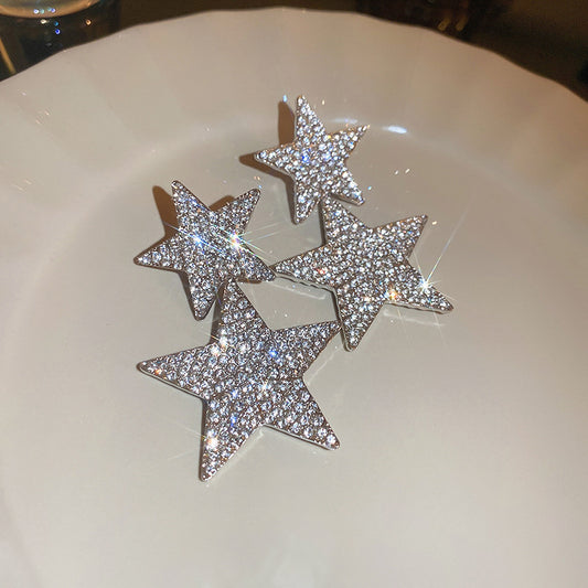 Luxury Full Stones Halo Heart & Star Shape Drop Earrings