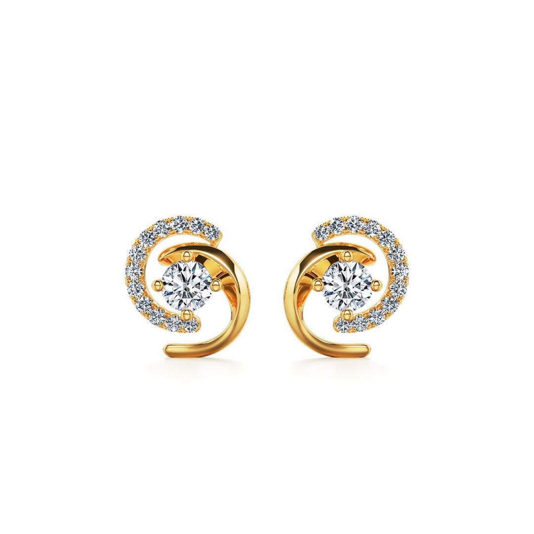 Gold Moissanite Spray Spiral Stud Earrings