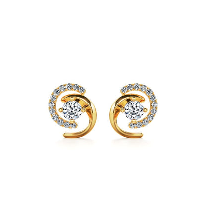 Gold Moissanite Spray Spiral Stud Earrings