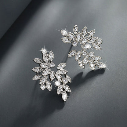 Micro-encrusted Zirconium Petals Marquise Earrings