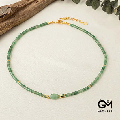 Stone Green Aventurine Handmade Beaded Necklace