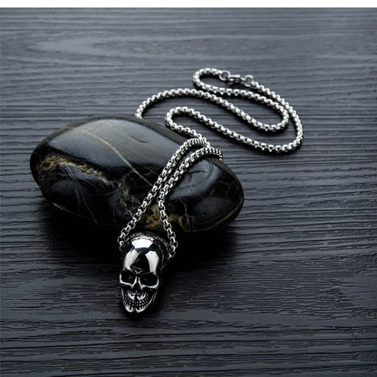 Halloween Hiphop Head Skull Pedant Titanium Steel Necklace