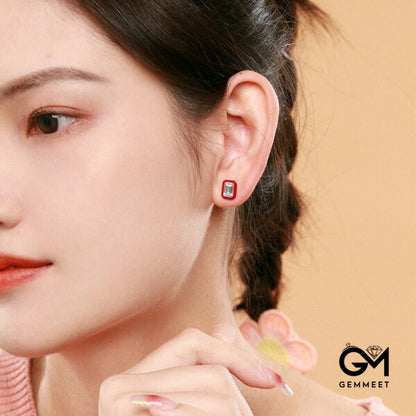 S925 Sterling Silver Yellow Drop Glue Cube Earrings