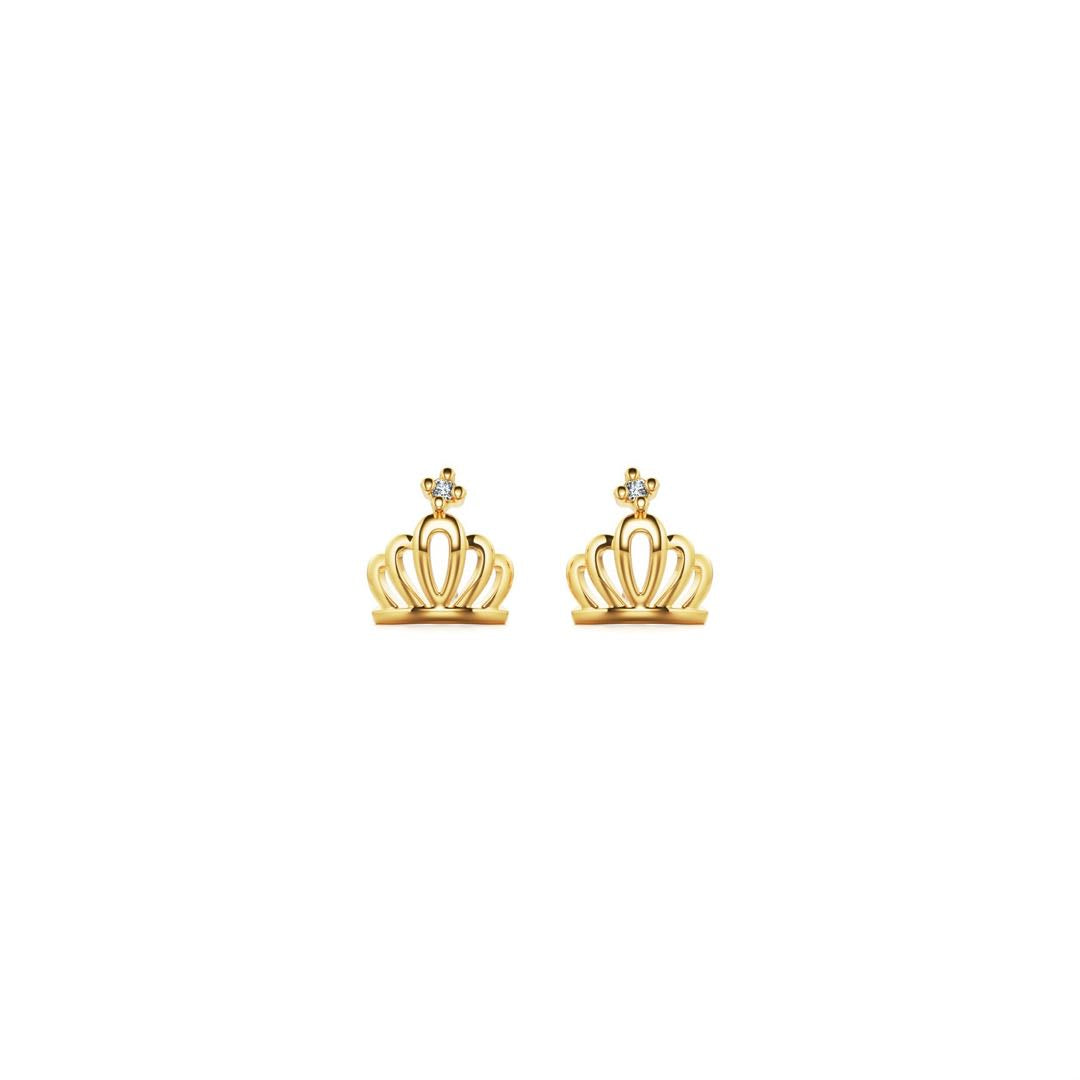 Gold Crown Shape Moissanite Nap Stud Earrings