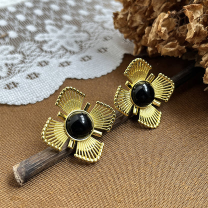 Vintage Niche Heavy Industry Exaggerated Flower Premium Stud Earrings