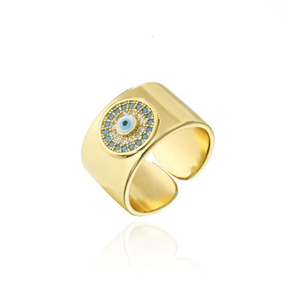 Evil Eye Totem Thick Band Ring