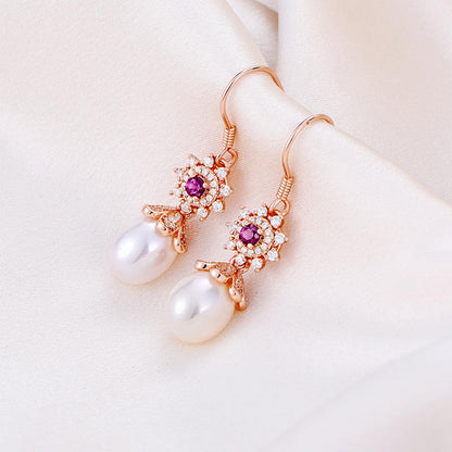 Rose Gold Sunflower Drip Shape Dangle Earrings