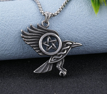 Eagle Wings Five-pointed Star Stainless Steel Necklace