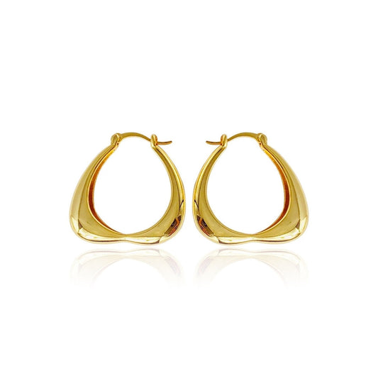 White Gold Dangle Heart Shape Hoop Earrings