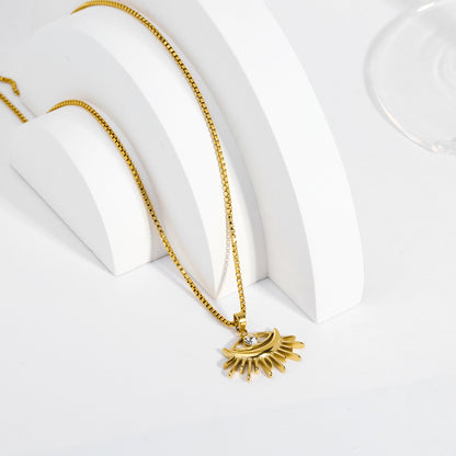 Golden Hollow Evil Eye Pendant Necklace