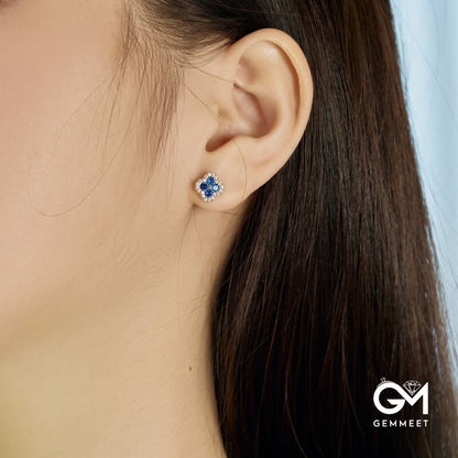 S925 Silver Zircon Four-leaf Clover Flower Delicate Earrings