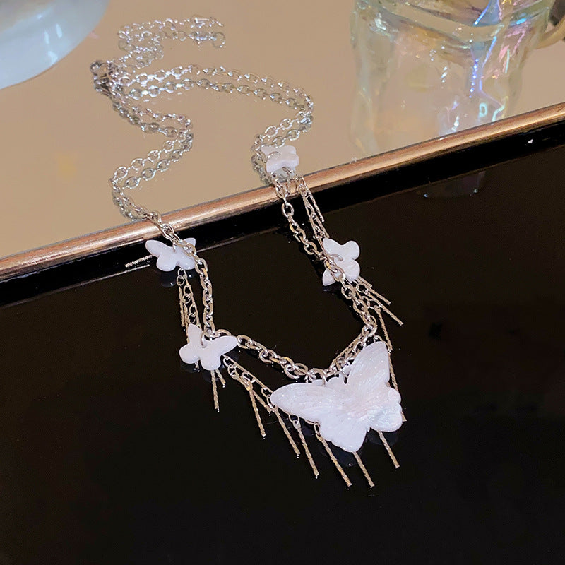 Zircon White Pearl Butterfly Necklace