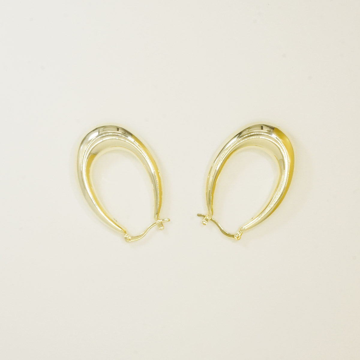 Oval Chunky Big Gold Hoop Earrings