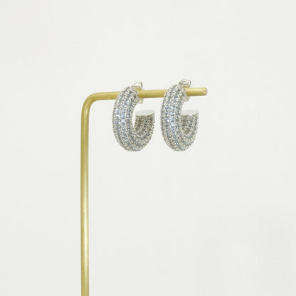 White Gold Full Stones Cameron Small Hoop Earrings
