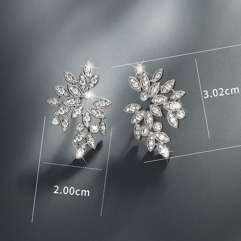 Micro-encrusted Zirconium Petals Marquise Earrings