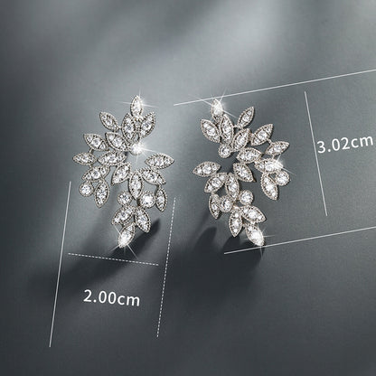Micro-encrusted Zirconium Petals Marquise Earrings
