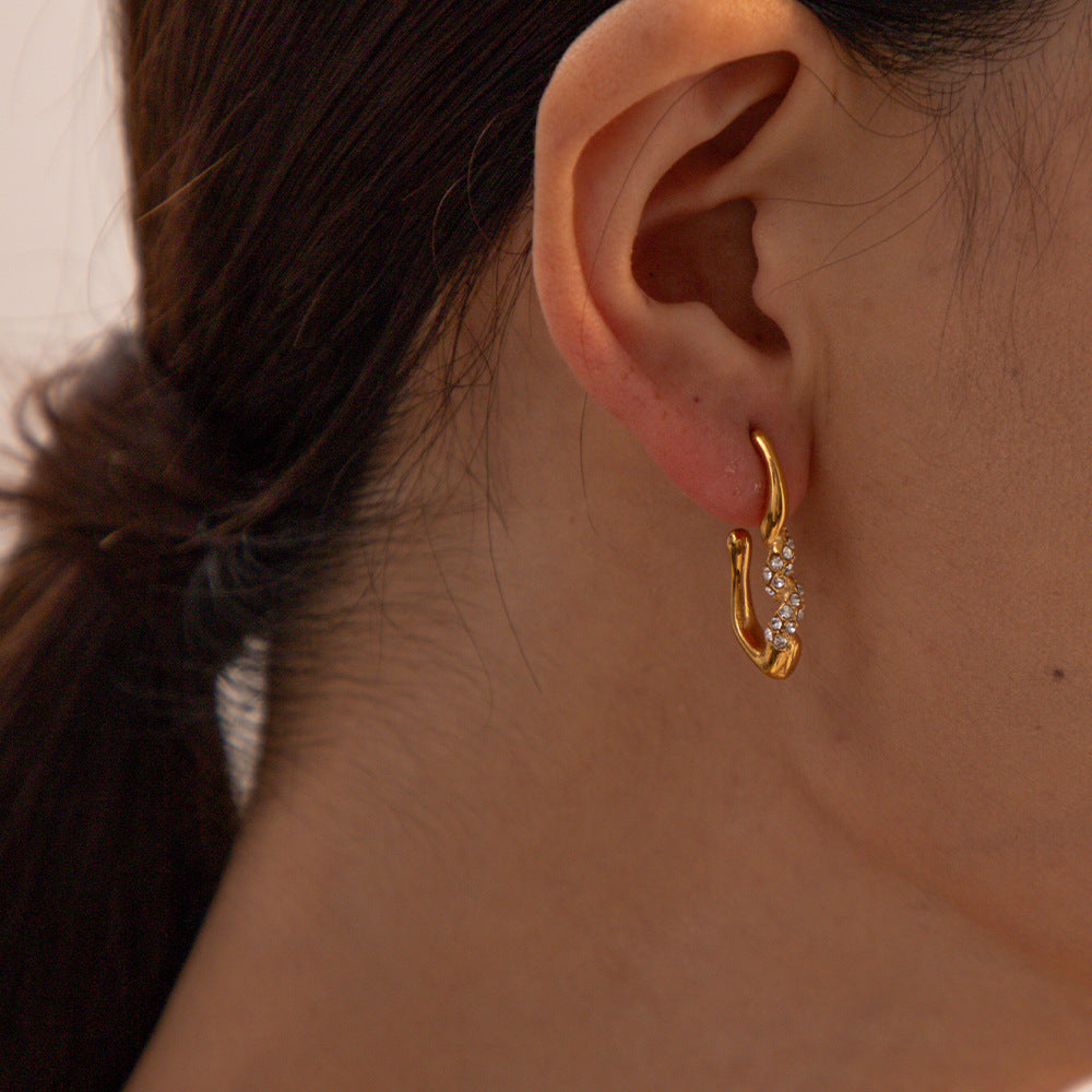 Irregular Temperament Inlaid Stone Earrings