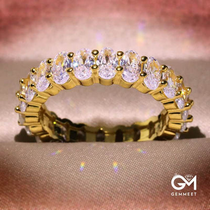 Gold Plated Rings Oval Cubic Zirconia Love Ring