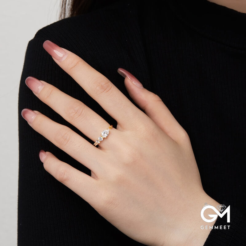 S925 Sterling Silver White Water Drop Zircon Snake Ring