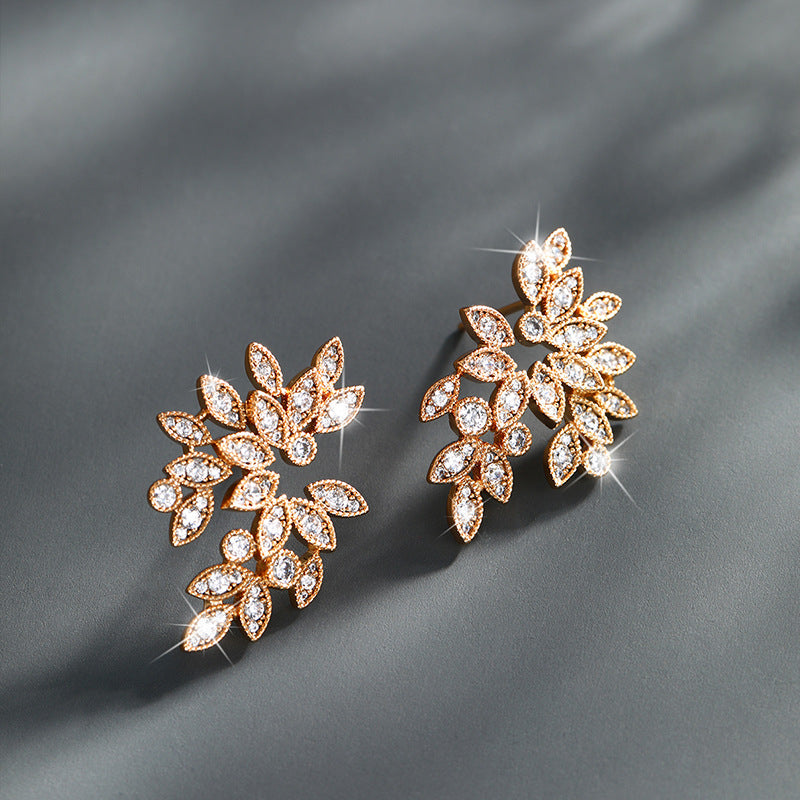 Micro-encrusted Zirconium Petals Marquise Earrings