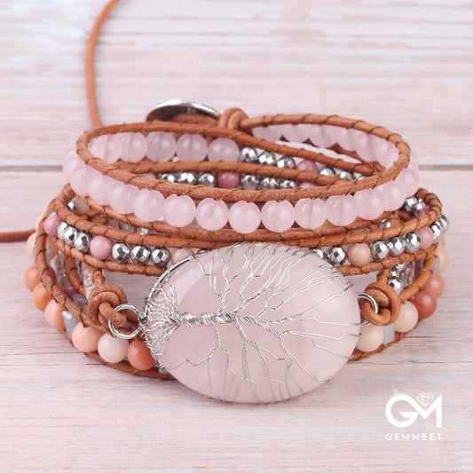 Wrap The Tree of Life Natural Powder Crystal Bracelet