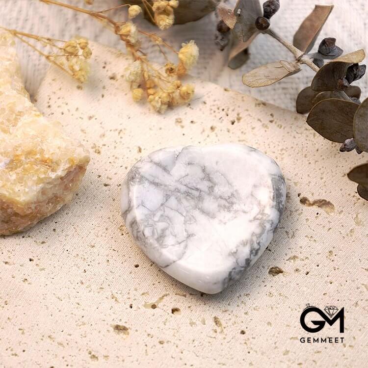 White Turquoise Heart Worry Stone
